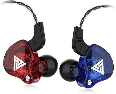 Yeabomy Gaming Earbuds with Mic,Universal 3.5mm HiFi Sport Headphones in Ear Earphone for Running with Microphone Headset Music Earbuds (withmic, Red and Blue)