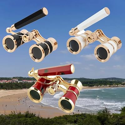 Yourelexit® Opera Glasses Binoculars Lorgnette Theater Optical Glasses Mini Compact Lightweight Built-in Foldable Adjustable Handle with Chain Vintage for Adults Kids Women in Musical Concert Cinema