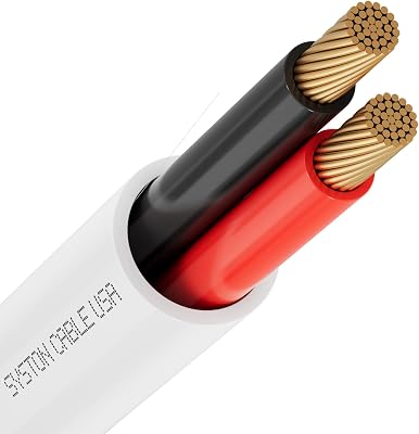 SYSTON 14/2 Speaker Audio Cable Wire Bulk, 14AWG 2C Strand OFC - Oxygen Free Copper Conductors, CMR Riser-Rated Indoor/Outdoor UV Resistant RoHS Compliant for Home Theater Car Speakers, White 270 FT