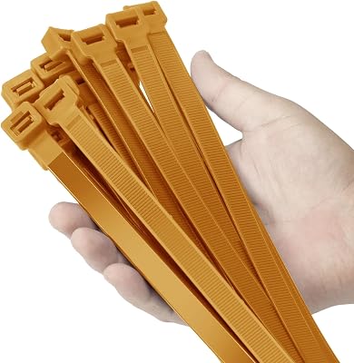 Armpow 24 inch Gold Zip Ties Heavy Duty 50 PACK, 250 LBS Ultra Exclusive Strong Plastic Wire Ties, Large Cable Ties Extra Long Tie Wraps, Indoor and Outdoor UV Resistant