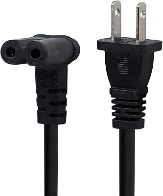 TV Power Cord 12FT US 2 Prong to IEC 320 C7(Figure 8) Down Angle Power Cord
