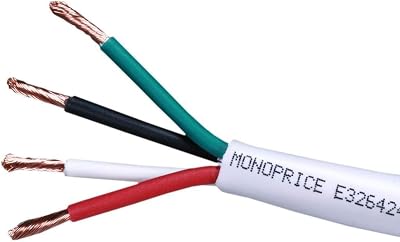 Monoprice 16 Gauge AWG CL2 Rated 4 Conductor Speaker Wire / Cable - 1000 Feet - White | Fire Safety In Wall Rated, Jacketed In PVC Material 99.9 Percent Oxygen-Free Pure Bare Copper - Access Series