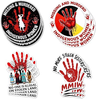 12pcs MMIW Stickers No More Stolen Sisters Designs Awareness Graphics Gifts for Supporters of Missing Indigenous Women for Laptops, Water Bottles, Tumblers, Notebooks, and Scrapbooks 2in MMIW1