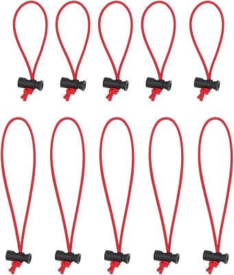 Foto&Tech Multipurpose Extra Thick Elastic Cable Tie and Organizer, Adjustable Cable Strap Toggle Tie, Reusable Tangle Tamer, Cable Management for Cord and Cable (5x 16CM+5x 25CM, Red)