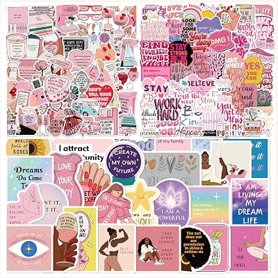 150Pcs Positive Affirmation Stickers, Pink Aesthetic Self Love Vinyl Decals