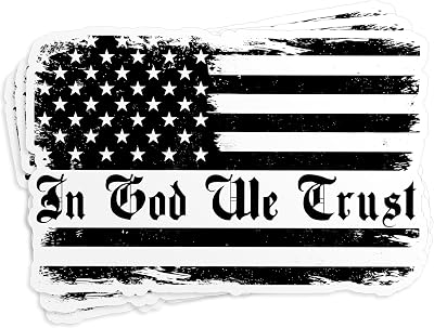 (3Pcs - 2") in God We Trust Sticker, American USA Flag Christian Faith, in God We Trust Decal Waterproof Die-Cut Vinyl Sticker for Laptop, Water Bottle, Hard Hat Gift for Him Men Father 2 Inches
