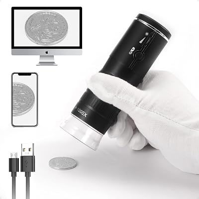 Wireless Digital Microscope, Ankylin 50x-1000x Portable Handheld USB Microscope, Mini Pocket Microscope for Kids and Adults, Electron Microscope for iPhone, iPad, Android Mobile Phone, Windows, Mac OS