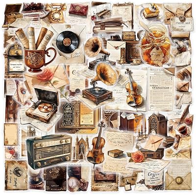 Vintage Correspondence Stickers, 50PCS Retro Old Paper & Antique Decor Decals, Waterproof PET Aesthetic Stickers for Scrapbooking, Journaling,Laptop,Water Bottle,Skateboard Gift Wrapping & DIY Crafts