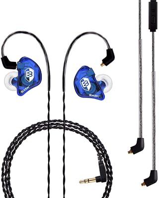 BASN Bsinger Pro in Ear Monitor Headphones,Dual-Driver IEM Earbuds (Blue)
