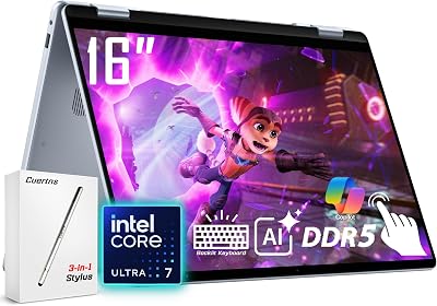 Dell 16 Plus 2-in-1 Laptop, 16" 1920 x 1200 Touchscreen, Core Ultra 7 256V(>i9-13900H), AI Ready, Backlit Keyboard, 1080p Webcam, Wi-Fi 7, Windows 11 Home, Ice Blue(16GB 8533MHz DDR5 RAM | 2TB SSD)