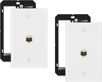 iwillink 2-Pack Shielded Cat6A Ethernet Wall Plate, 1-Port RJ45 Wall Plate
