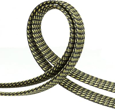 YOUBO Braided Cable Sleeve 33ft, PET Expandable Wire Loom for Automotive Wiring Harness & PC Computer Case, Audio Video Cable Management System (Black-Gold, 4mm (5/32"))