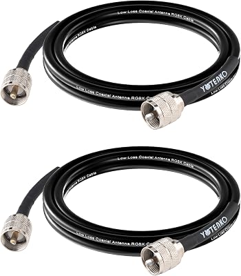 YOTENKO RG8X Jumper PL259 6FT, RG-8X Coaxial Cable 6 Feet, 2-Pack, 50 Ohm