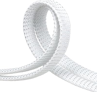 YOUBO Braided Cable Sleeve 33ft, PET Expandable Wire Loom for Automotive Wiring Harness & PC Computer Case, Audio Video Cable Management System (White Silver, 12mm (15/32"))