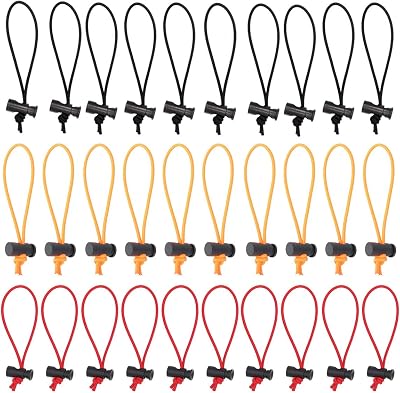 Foto&Tech Multipurpose Extra Thick Elastic Cable Tie and Organizer, Adjustable Cable Strap Toggle Tie, Reusable Tangle Tamer, Cable Management for Cord and Cable (16CM, 10 BK+10 OR+10 Red)