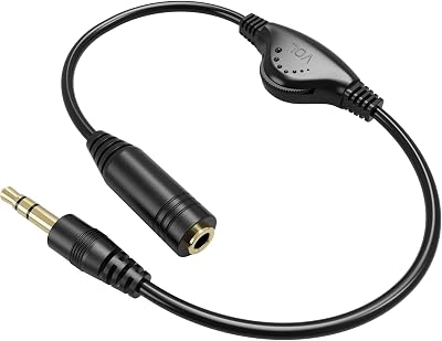 PChero 6.6 FT Extension Cable with Volume Control, 3.5mm Male to 3.5mm Female Audio Jack Extender Aux Extension Adapter Cord for Phone, Tablets, MP3 Players & More