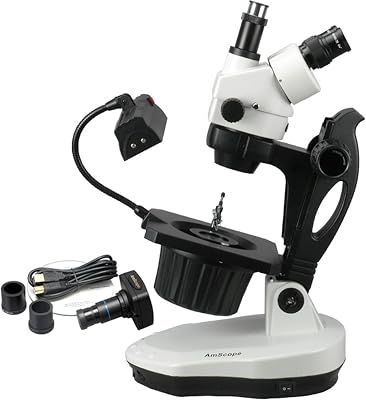 AmScope GM400TZ-8M Digital Trinocular Gemology Stereo Zoom Microscope