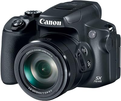 Canon Powershot SX70 20.3MP Digital Camera 65x Optical Zoom Lens 4K Video 3-inch LCD Tilt Screen (Black) (Renewed)