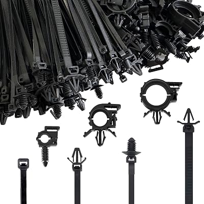180pcs Push Mount Cable Zip Tie with Car Wire Loom Routing Clips,Fastening Cable Clips For Organizing Cables And Cords,Car Clips Contains 7 Sizes Universal Compatible with GM Ford Trucks Cars UTV