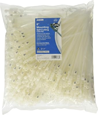 Ancor 199312 Cable Tie, Self-Cutting, Mounting, 11", Natural, 20pc