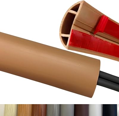 BEIEBIJOB Self Adhesive Floor Cord Cover, Cord Hider Floor, 10ft, Brown