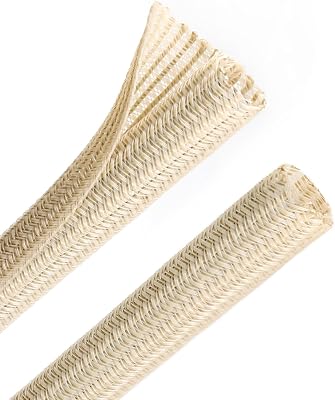 YOUBO PET Braided Cable Sleeve Wire Protector Cable wrap Wire Covers for Cords Cable Sleeves Cord Management Cable Management Sleeve (10 Feet, Wood Color, 19mm(3/4 inch))
