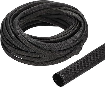 uxcell Insulation Cable Protector 8mm/0.5 Inch-15m/49 Feet Black