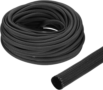 uxcell Insulation Cable Protector 8mm/0.5 Inch-20m/66 Feet Black