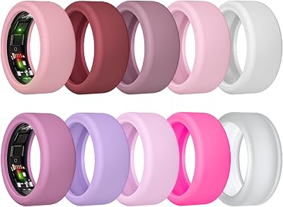 10Pack Ring Cover for ULTRAHUMAN Ring AIR, Elastic Silicone Ring Protector Working Out Accessories Men Women (All 10 Colors-2, S (6/7/8/9/10))