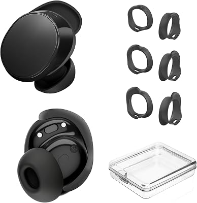 [3 Pairs] Ear Tips Covers for Bose New QuietComfort Earbuds (2024), Silicone Sport Ear Hook Cover Accessories for Bose New QC Earbuds, Anti-Slip Replacement Eartip Fit Kit (S,M,L) (Black)