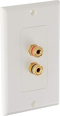 Monoprice Banana Binding Post - Two-Piece inset Wall Plate for 1 Speaker, Coupler Type, Color Indicators, Gold