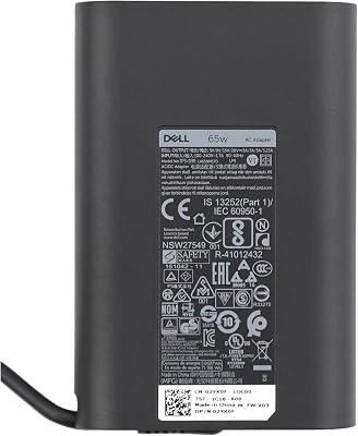 Dell New Genuine 65W 20V 3.25A USB C for LA65NM170, 2YKOF, 02YK0F, XPS 12 9250, Latitude 12 7275 5280 7280, Latitude 13 7370,Latitude 14 5480 7480