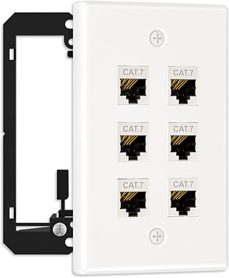 FGB 1-Pack Shielded Cat7 Ethernet Wall Plate, 6-Port Keystone