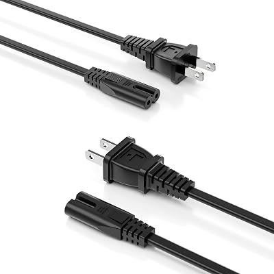 Superer 2 Pack 6Ft Figure 8 ETL Certified Universal 2 Prong AC Power Cord Cable Fit for TV, Laptop, Game Console, Printer & More – Safe & Compatible with Most Electronics Power Supply Adapter Cord