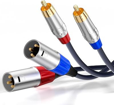 Tisino Dual RCA to XLR Cable, 2 RCA to 2 XLR Male HiFi Stereo Audio Connection Microphone Cable Wire Cord Path Cable - 10 Feet