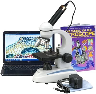 AmScope M149C-WM-E Digital Compound Monocular Microscope, WF10x and WF25x