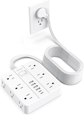 Extension Cord Power Strip, HUNIAN 25Ft Flat Plug Extension Cord
