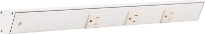 Task Lighting APT Angled Power Strip 18 inch Left, 3 Receptacles, White