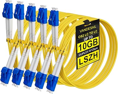 VANDESAIL OS2 LC to LC Fiber Patch Cable,OFNP Singlemode Fiber Optic Cable 1G/10GB SMF Duplex Jumper Patch Cord 9/125µm for SFP+ Transceiver-5m(16.4FT) 4Pack