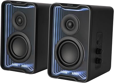 Edifier QR30 2.0 Desktop Active Speaker, Compact Bluetooth V5.4 Computer Speakers, Wireless Bookshelf Speaker, 30W (RMS), 3.5mm AUX & USB-A Wired Input, App Control, Black (Renewed)