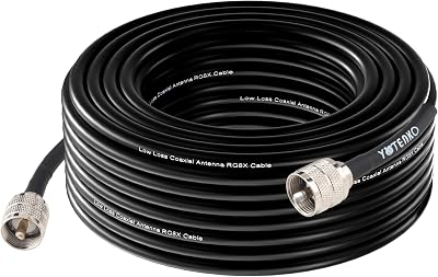 YOTENKO CB Coax Cable 35FT, RG8x Coaxial Cable with PL259 Connectors 50 Ohm