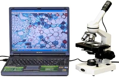 AmScope M600B-E1 Digital Compound Monocular Microscope, WF10x and WF20x