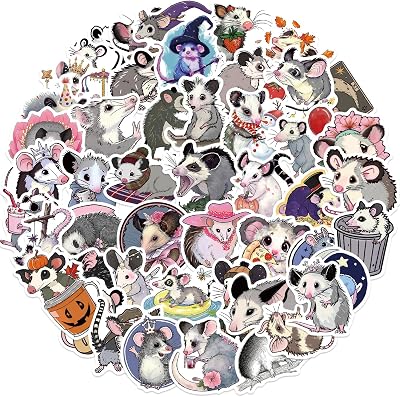 50 Pcs Funny Nature Animal Opossum Stickers