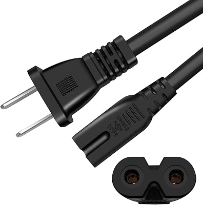 2 Pack AC Universal Power Cord,2ft Power Cable 2 Prong for Camera Battery Chargers,TV, Monitor, Projector, Printer,tv Power Cable Replacement,2 Slot Power Cord,Computer Charger Cable,18 AWG