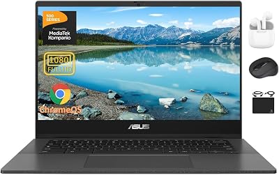 ASUS 2024 Flagship 17.3" FHD Chromebook Laptop Business Student, Intel Celeron N4500 (Upto 2.8GHz), 4GB RAM, 64GB eMMC, Webcam, UHD Graphic, WiFi 6, 10+ Hrs Battery,Chrome OS +HubxcelAccessory, Silver