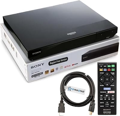 Region Free 4k UHD Blu-ray Player Compatible with Sony UBP-X700M | Multi-Region Code Free | UHD 4K Playback, Blu-ray Zone A, B, C Plus DVD Region 0-8 | 3D, WiFi, 4K Upscaling | Dynastar 6FT HDMI