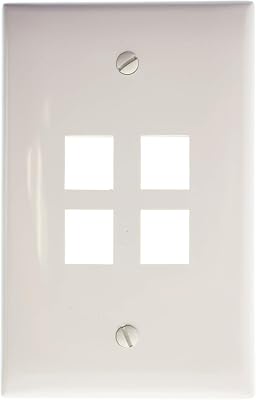 Leviton QuickPort Midsize Wallplate, Single Gang, 4-Port, 41091-4TN, Light Almond