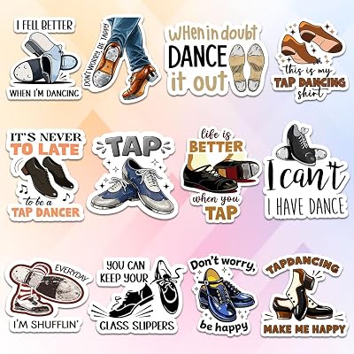 (12pcs-3in) Tap Dance Sticker Stickers Funny Motivational Recital Gifts Fun