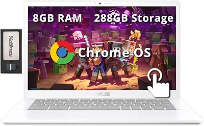 ASUS Chromebook Plus 14" FHD Touchscreen Laptop, Intel i5 1335U, 8GB LPDDR5, 288GB Storage(128GB SSD+160GB Docking Station Set), Intel Iris Xe Graphics, Wi-Fi 6, FHD Webcam, Chrome OS, White
