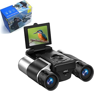10x25 Binoculars with Camera, 2 Color Screen 8X Digital Zoom 48MP Pictures 2.5K Videos Camera, Digital Binoculars for Bird Watching Hunting Outdoor Adventures (Silver)